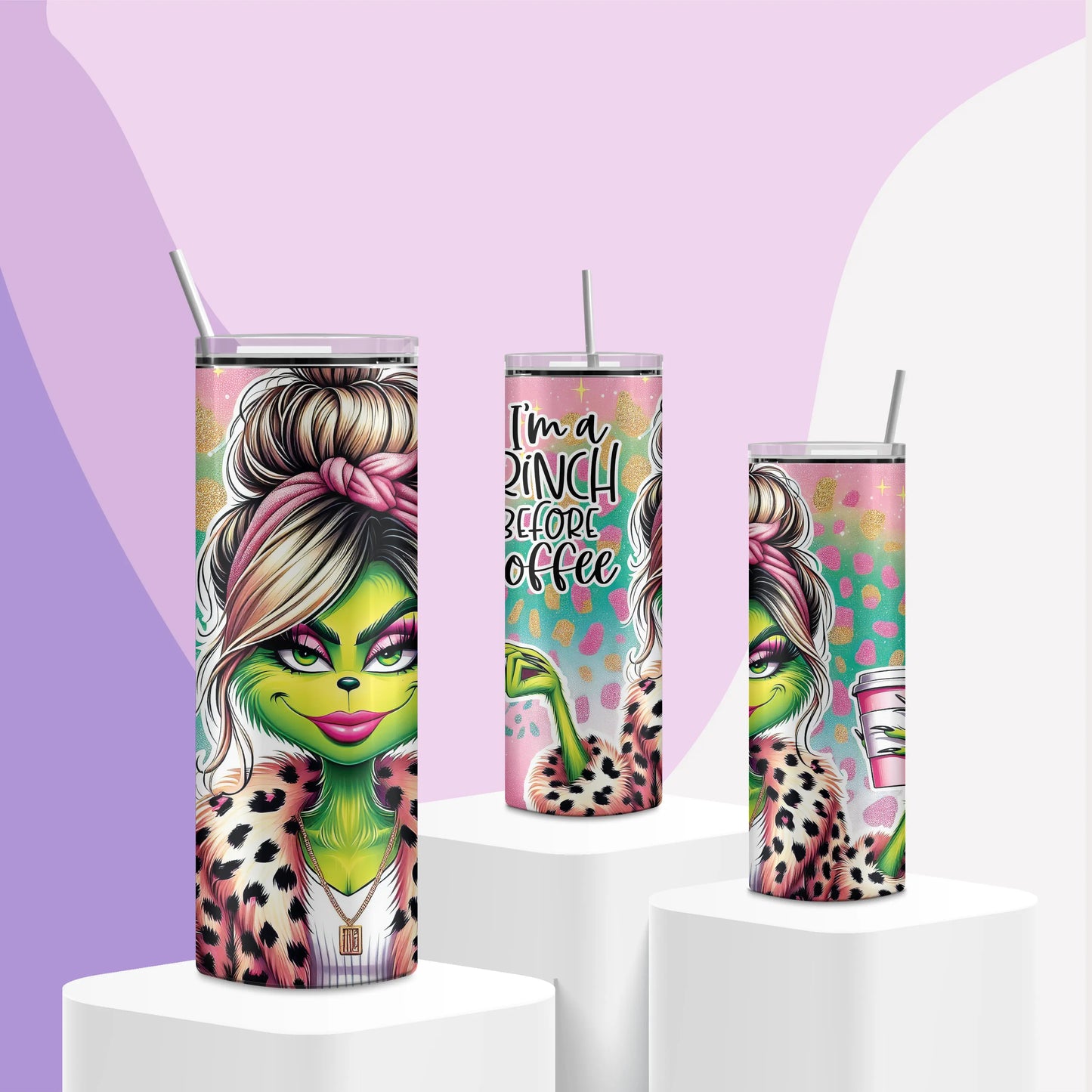 20 onz Skinny Tumbler - The grinch girl